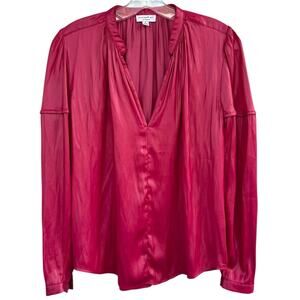 Current Air Long Sleeve Satin Top Blouse Women's Size Small Dark Pink
